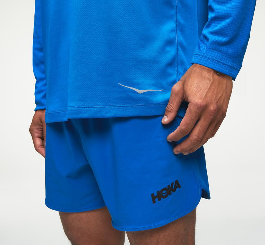 Hoka One One Mens Tops - Performance Long Sleeve - Blue - ERTA54801
